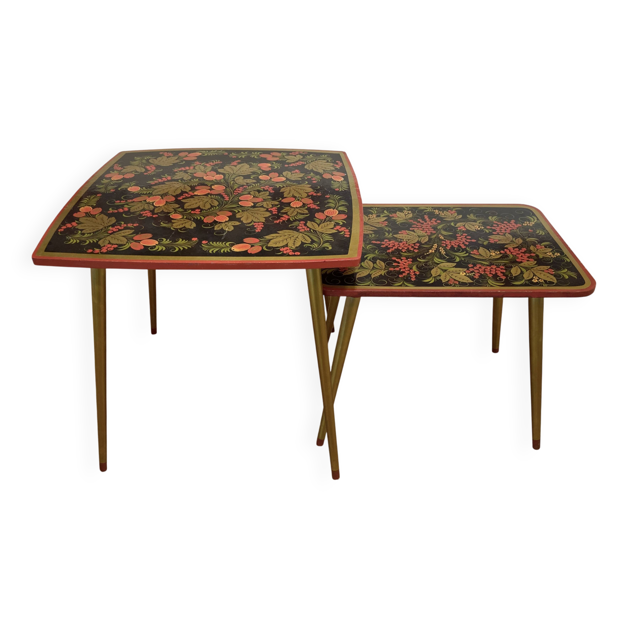 Pair of wooden tables, 1950s design.