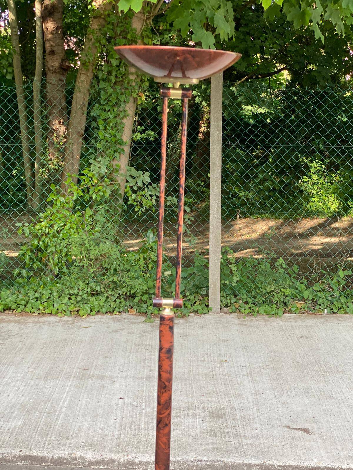 Vintage Italian floor lamp with burgundy marble effect and round dome