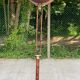Vintage Italian floor lamp with burgundy marble effect and round dome