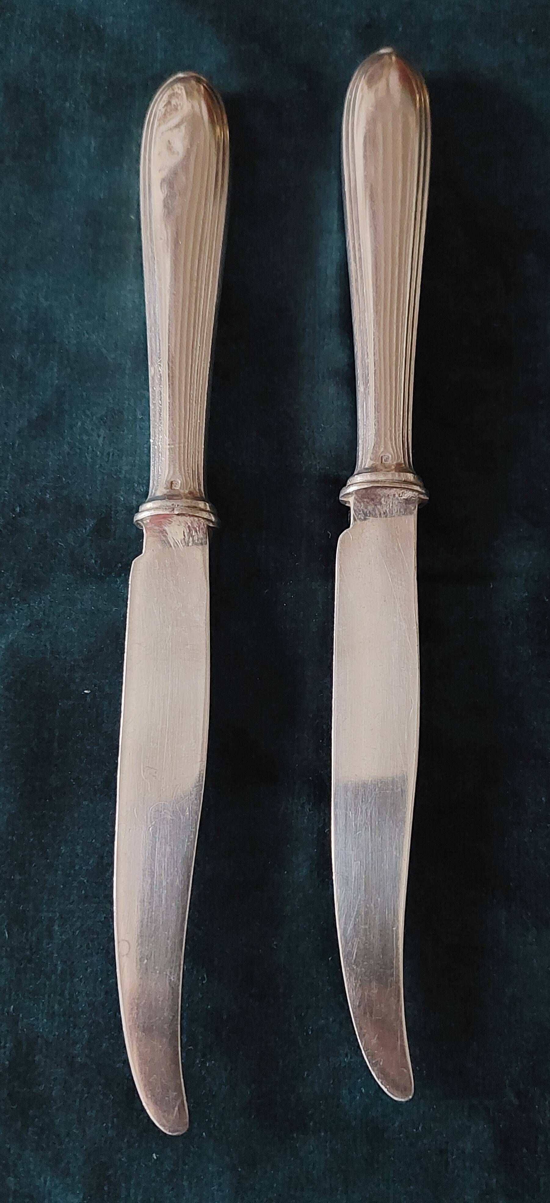 Silver-plated dessert knives, Christofle hallmark, set of two