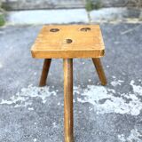 Brutalist tripod stool solid wood keyed