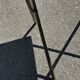 Folding garden or bistro table in khaki sheet metal from the early 1950s.