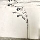 Space Age 5-arm floor lamp in chrome and marble, 1970-80