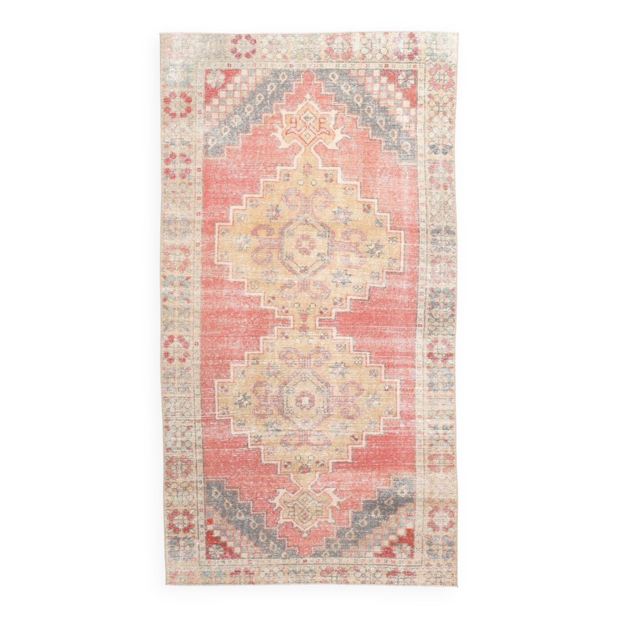 4x8 Red Geometric Turkish Rug 127x247Cm SK 22752