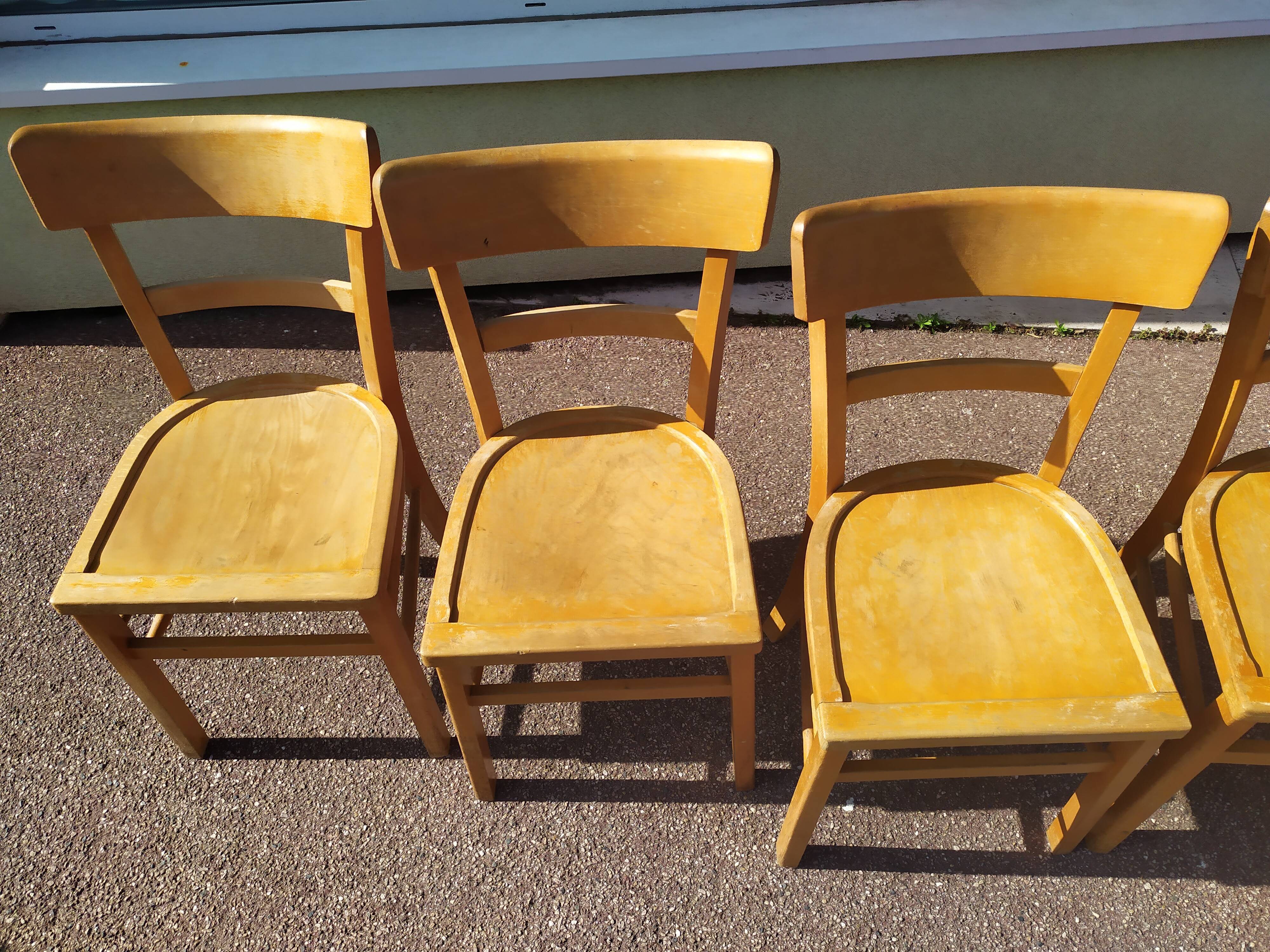 Set of 6 wooden bistro chairs 50/60s