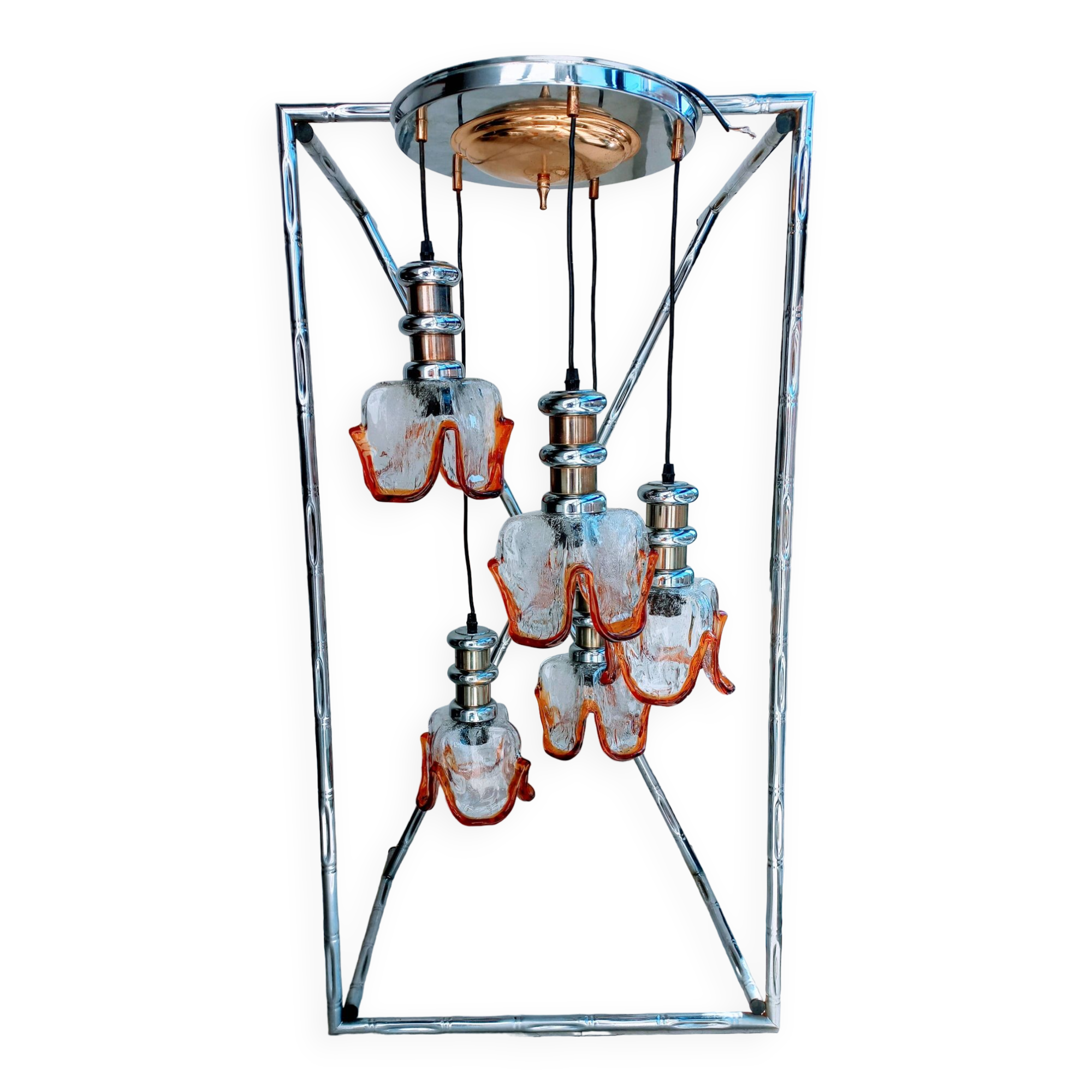 Luminaire italien à cinq suspensions