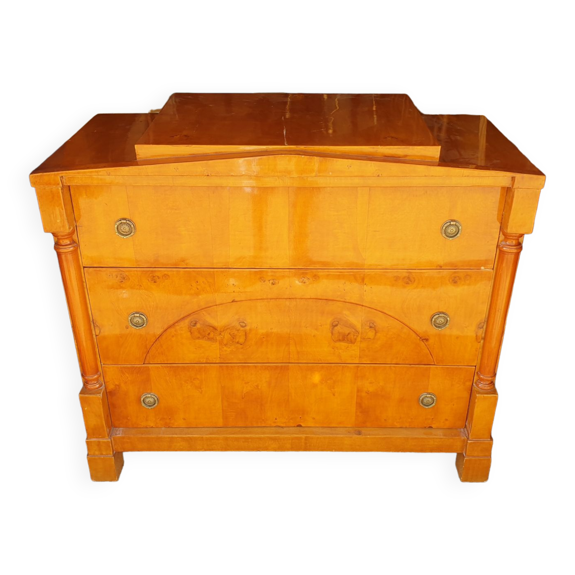 Commode en ronce de noyer XXème