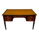 Louis XVI style desk, mahogany, tan leather