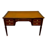 Louis XVI style desk, mahogany, tan leather
