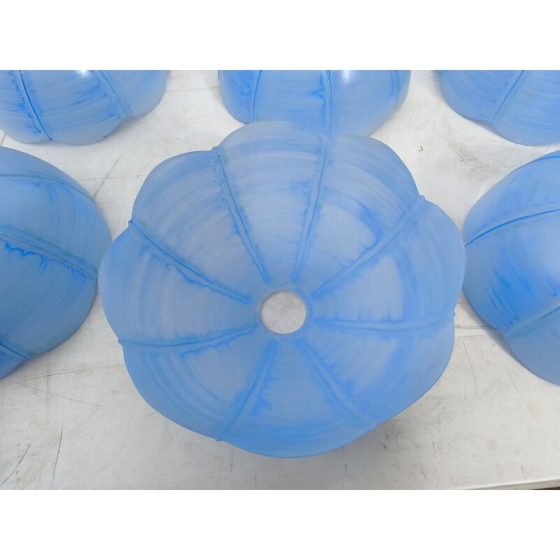Set of 9 vintage blue opaline glass pendants