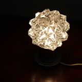 Mid Century Czech Crystal Glass Table Lamp, 1970s Chrome Base