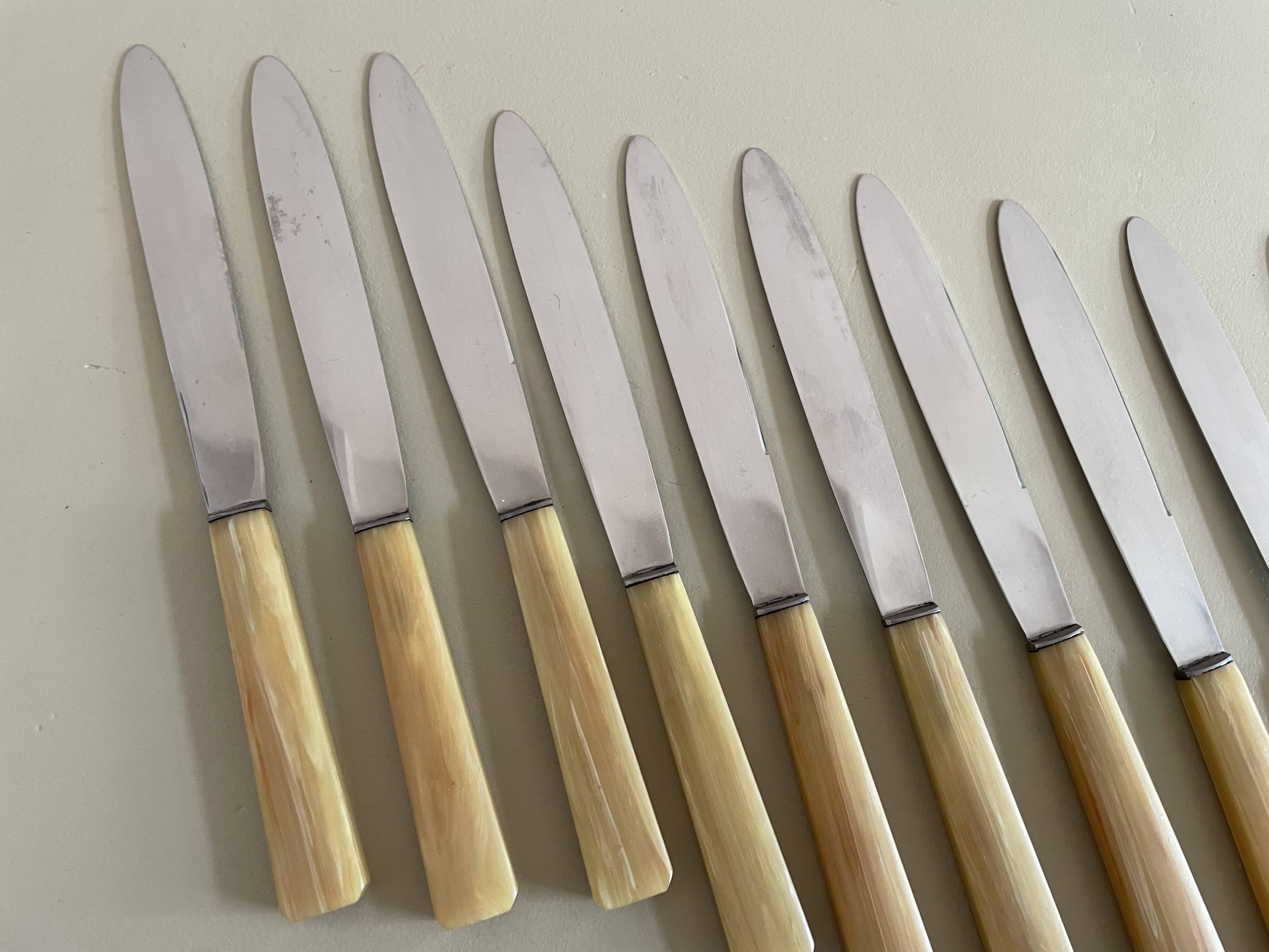 Set of 12 antique knives in green case