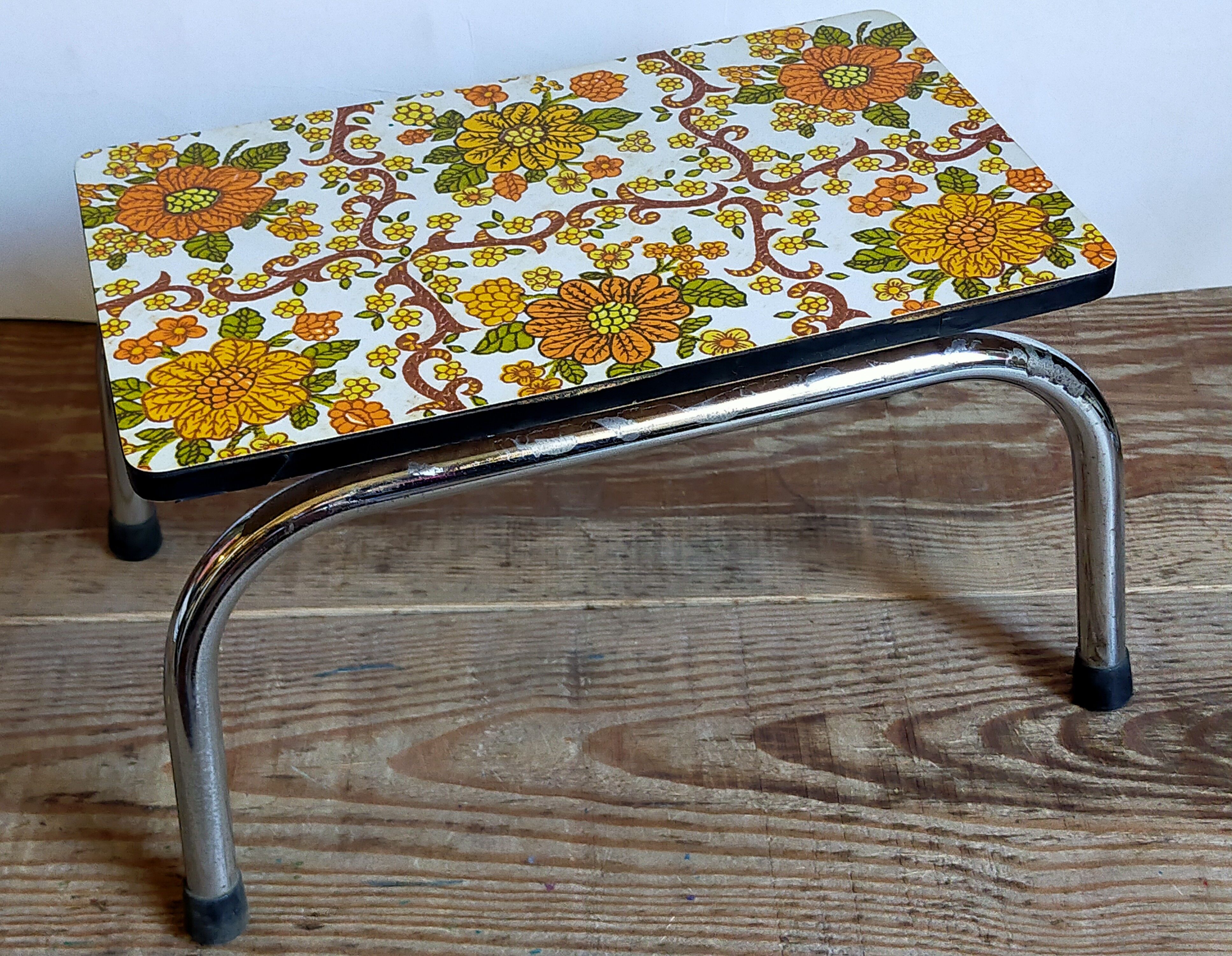 Vintage floral formica footrest stool