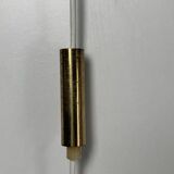Midcentury extendable brass wall mount with cocoon and sisal shade Lars Schioler, 1960s