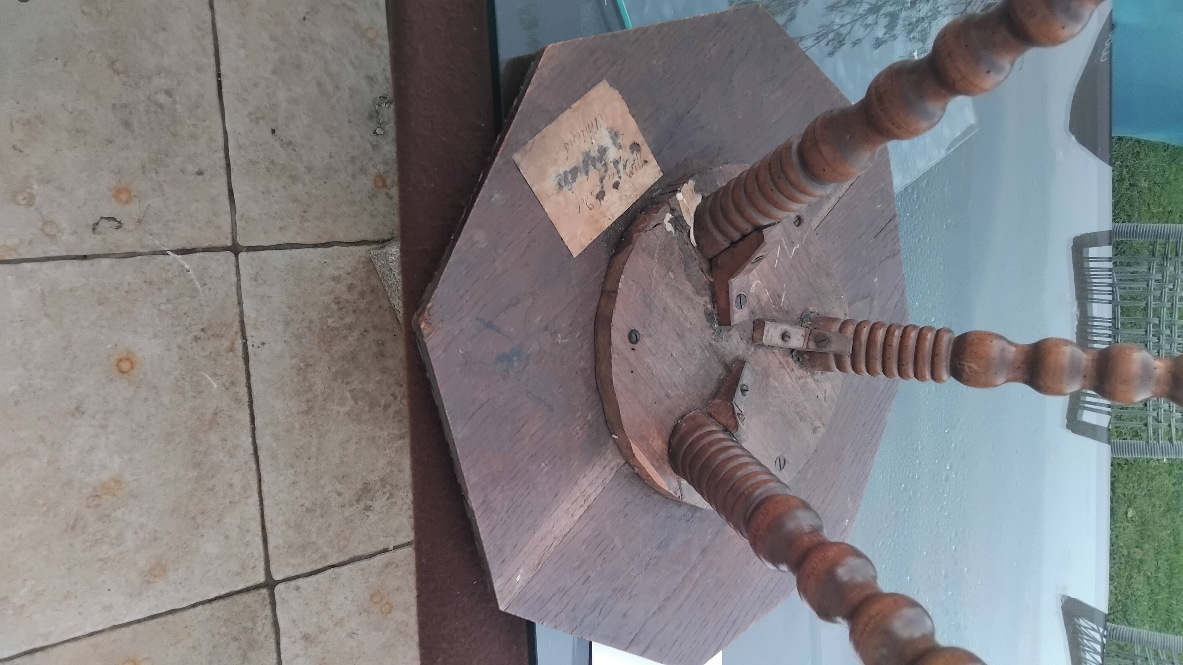 Antique wooden tripod side table with carved ball legs, 19th century