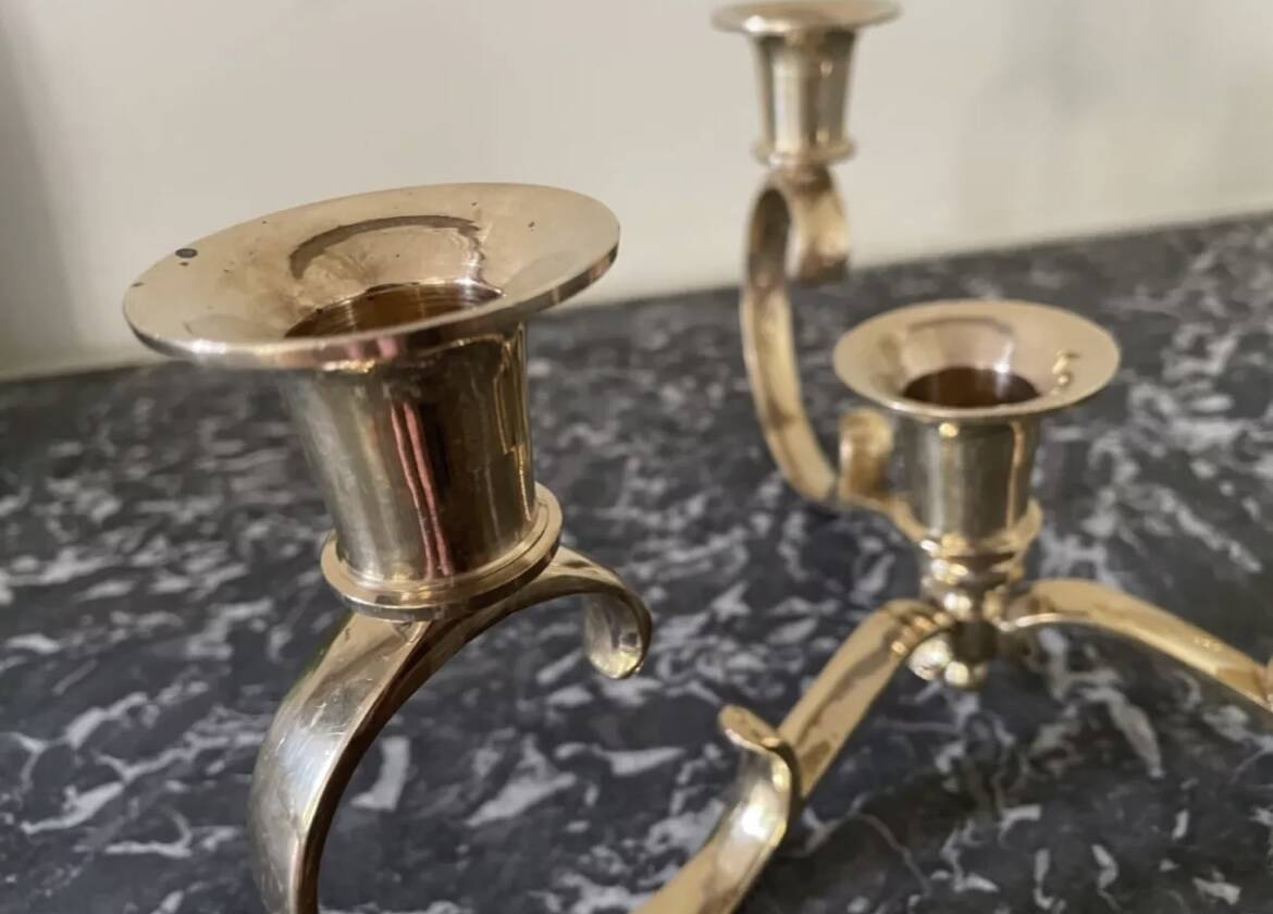 Gold-plated brass candlestick
