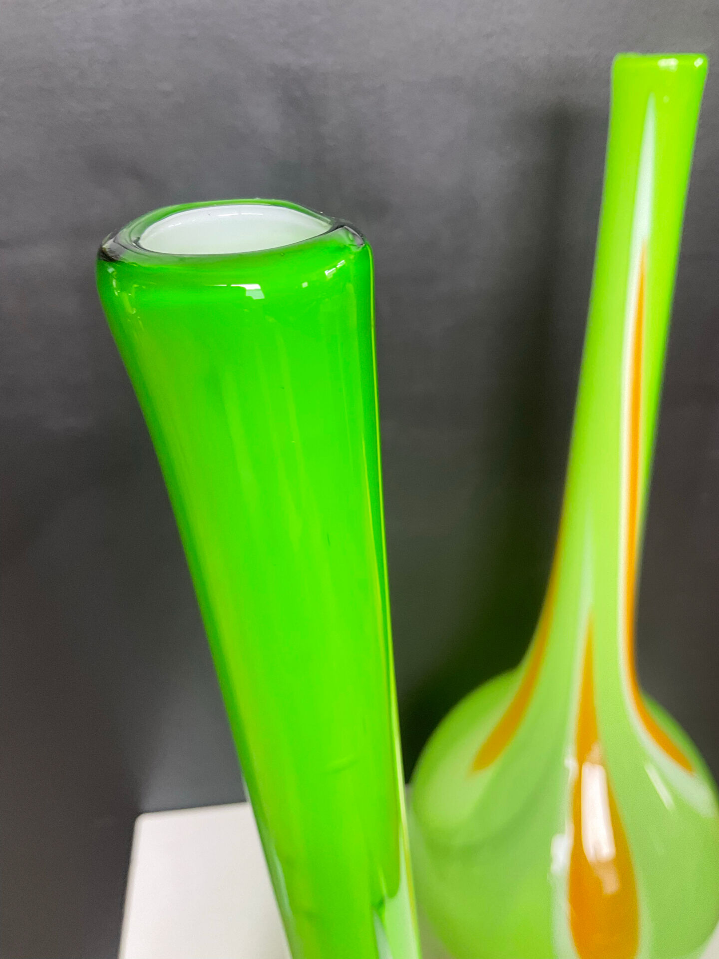 Pair of large flower vases in glass paste from the 70s-80s.