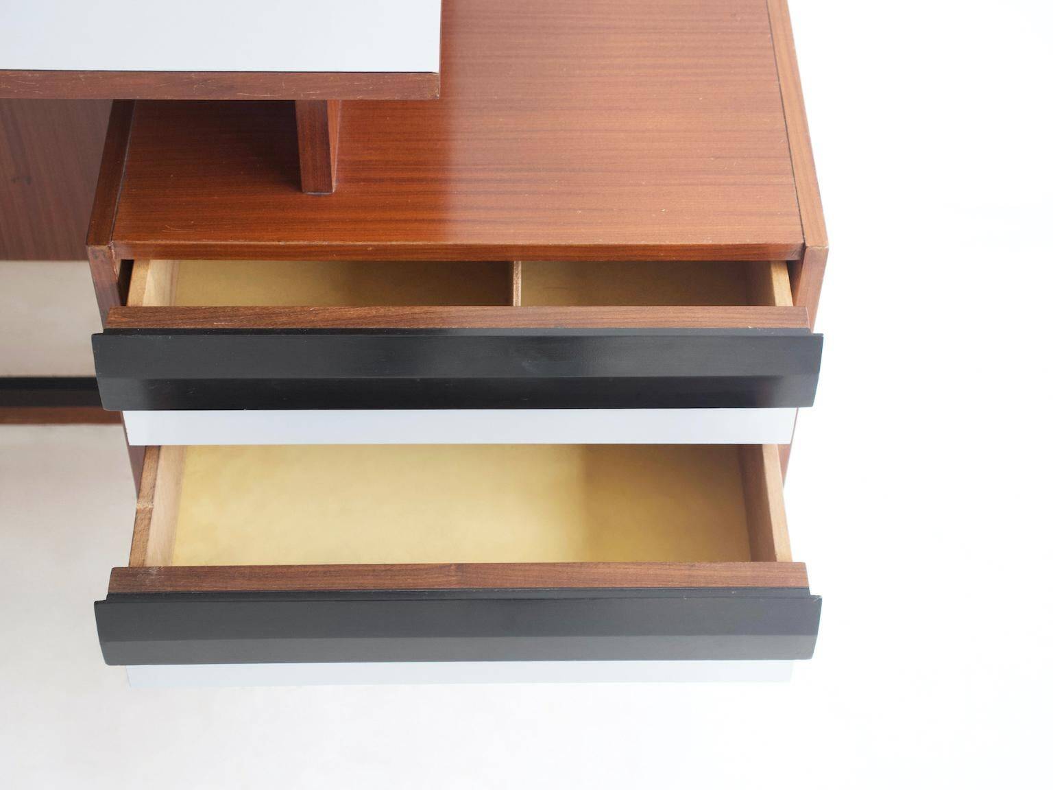 Small wooden desk with metal structure, Italy, 1960s.