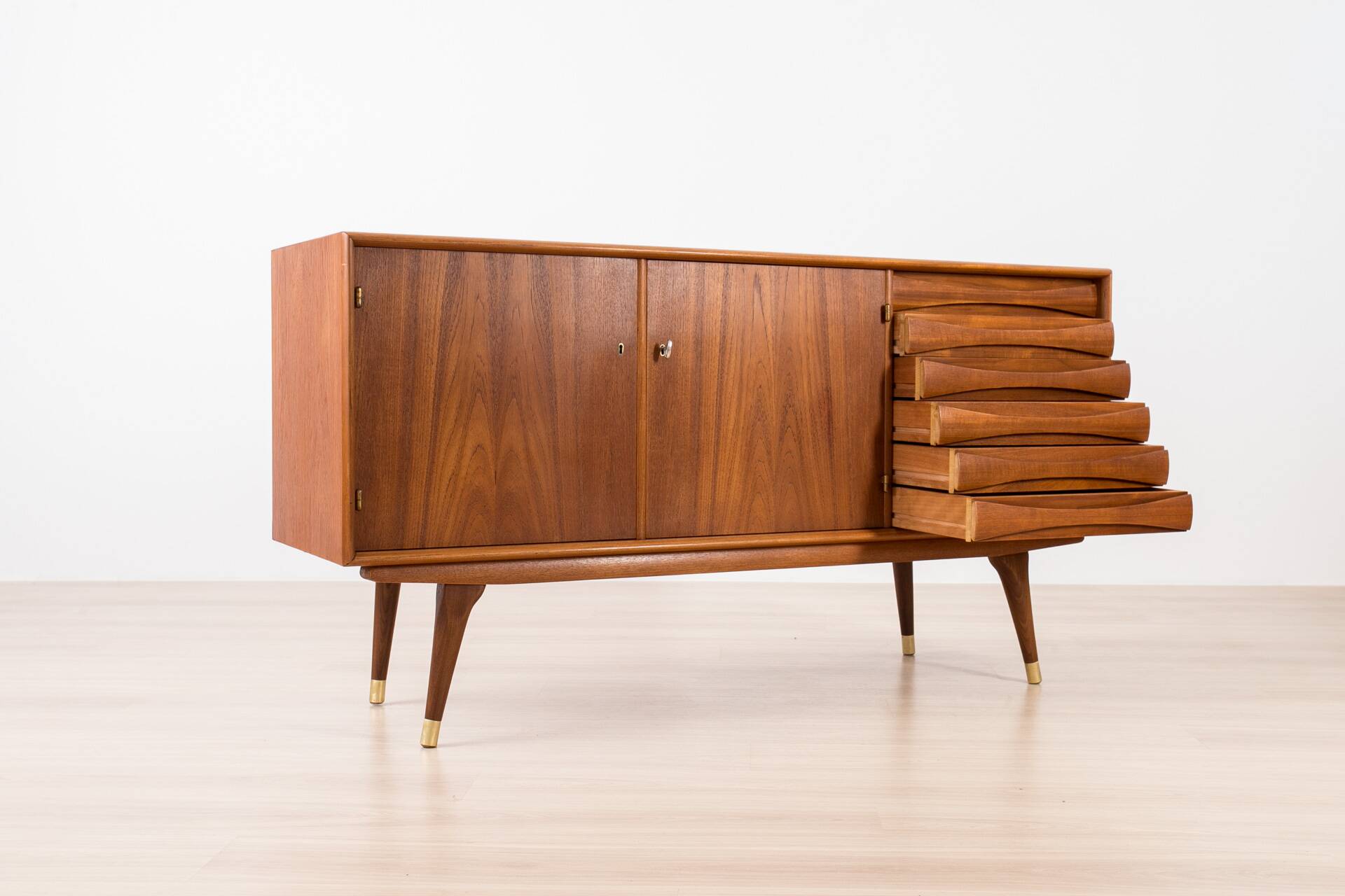 Enfilade Sven Andersen en teck, design scandinave, milieu du siècle moderne, 1