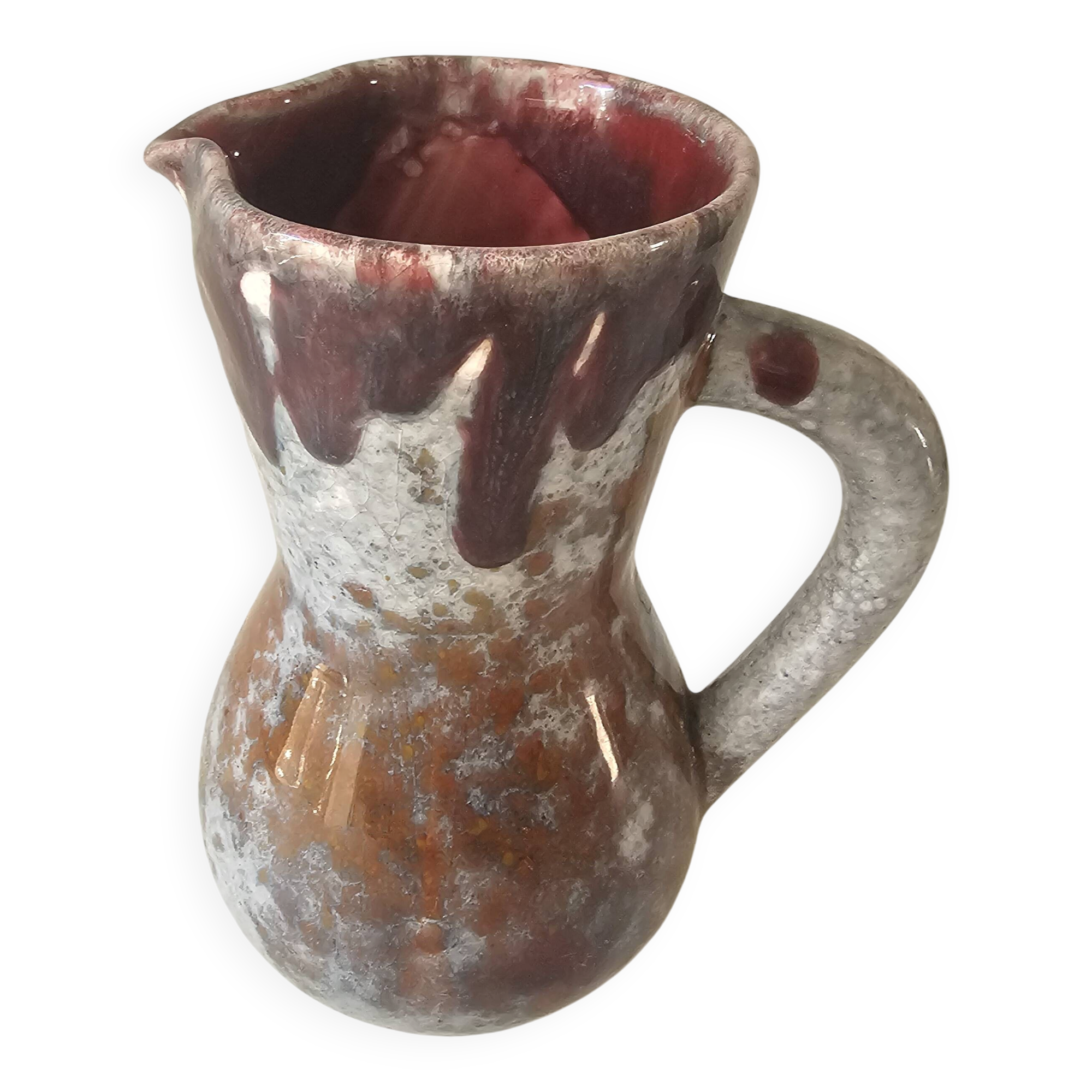 Glazed ceramic pitcher signed Morvan (Design by Gaston Gaubier)