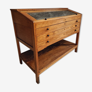 Vitrine antique commode en chêne amsterdam school 20s