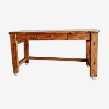 Workshop table wooden loom desk 1 drawer white top