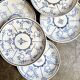 6 Boch La Louvière blue glazed earthenware bread plates, "Copenhagen" service - 1920s-30s
