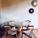 Table à manger McGuire en rotin et bambou « Gerbe de blé »