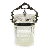 Tea caddy, Rococo, pressed glass, pewter, France, early 20th century