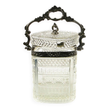 Tea caddy, Rococo, pressed glass, pewter, France, early 20th century