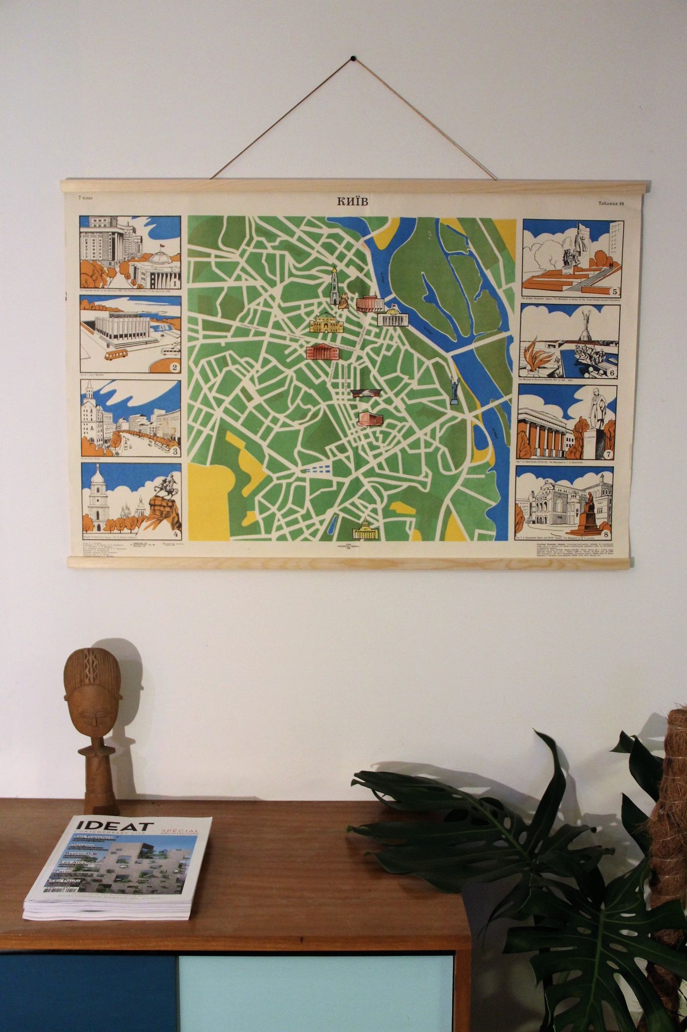 Soviet vintage poster-map of kiev-geography-city-magnetic poster door