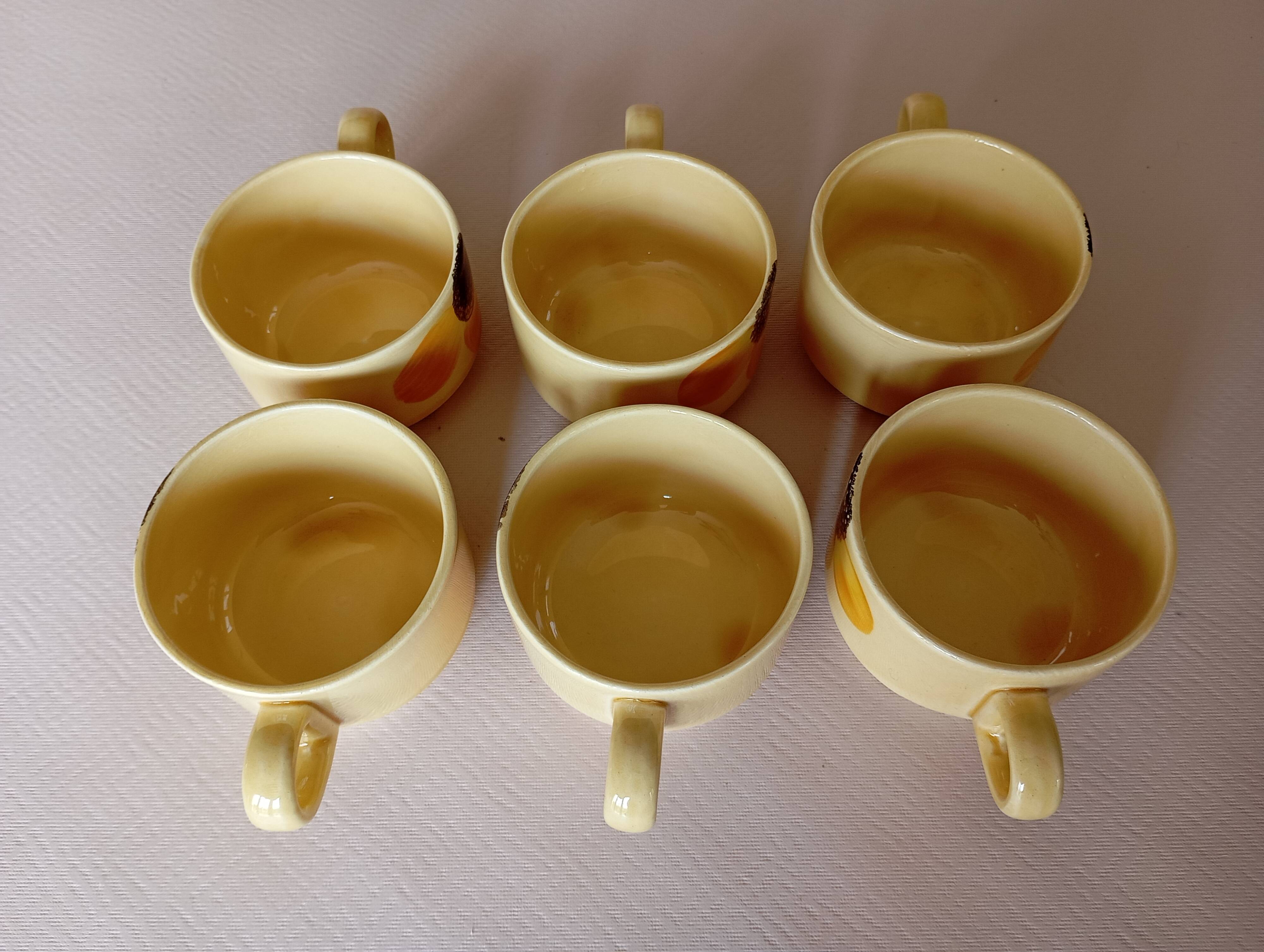 6 Gien "Sun" coffee cups