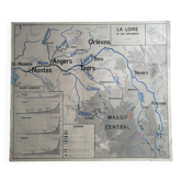 Vintage school map of France: The Loire Valley, vineyards and fruit