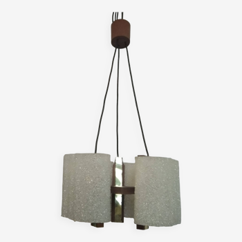 Lustre suspension scandinave teck et perspex