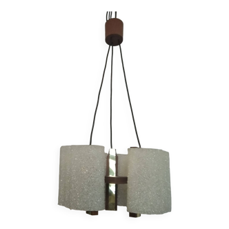 Lustre suspension scandinave teck et perspex