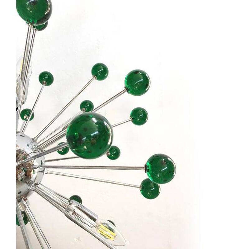 Contemporary Chandelier Green Sputnik Murano Glass Chandelier