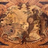 19th century marquetry console, games table