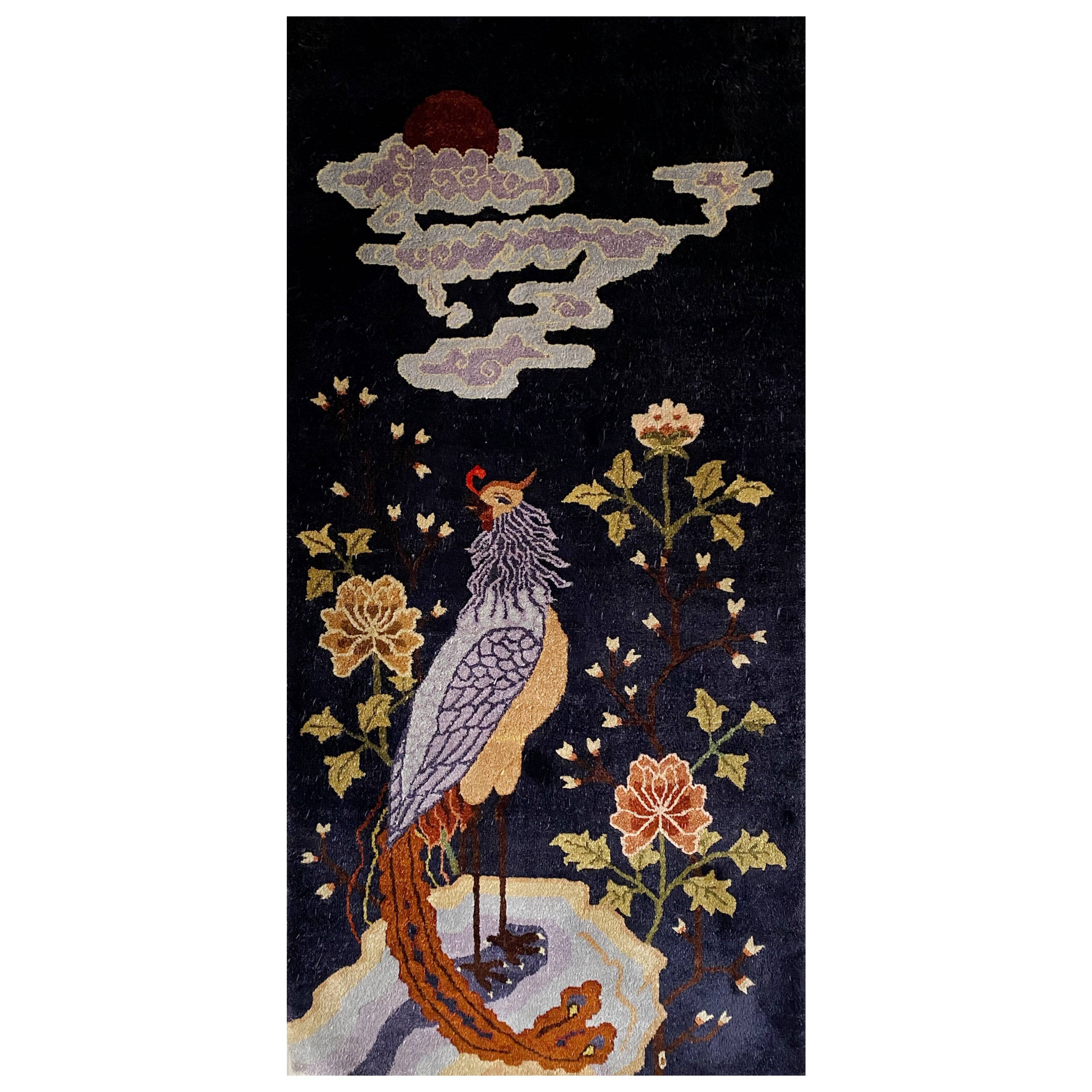 Art Deco Chinese Handmade Silk Bautou Tapestry Rug, Early 20th Century