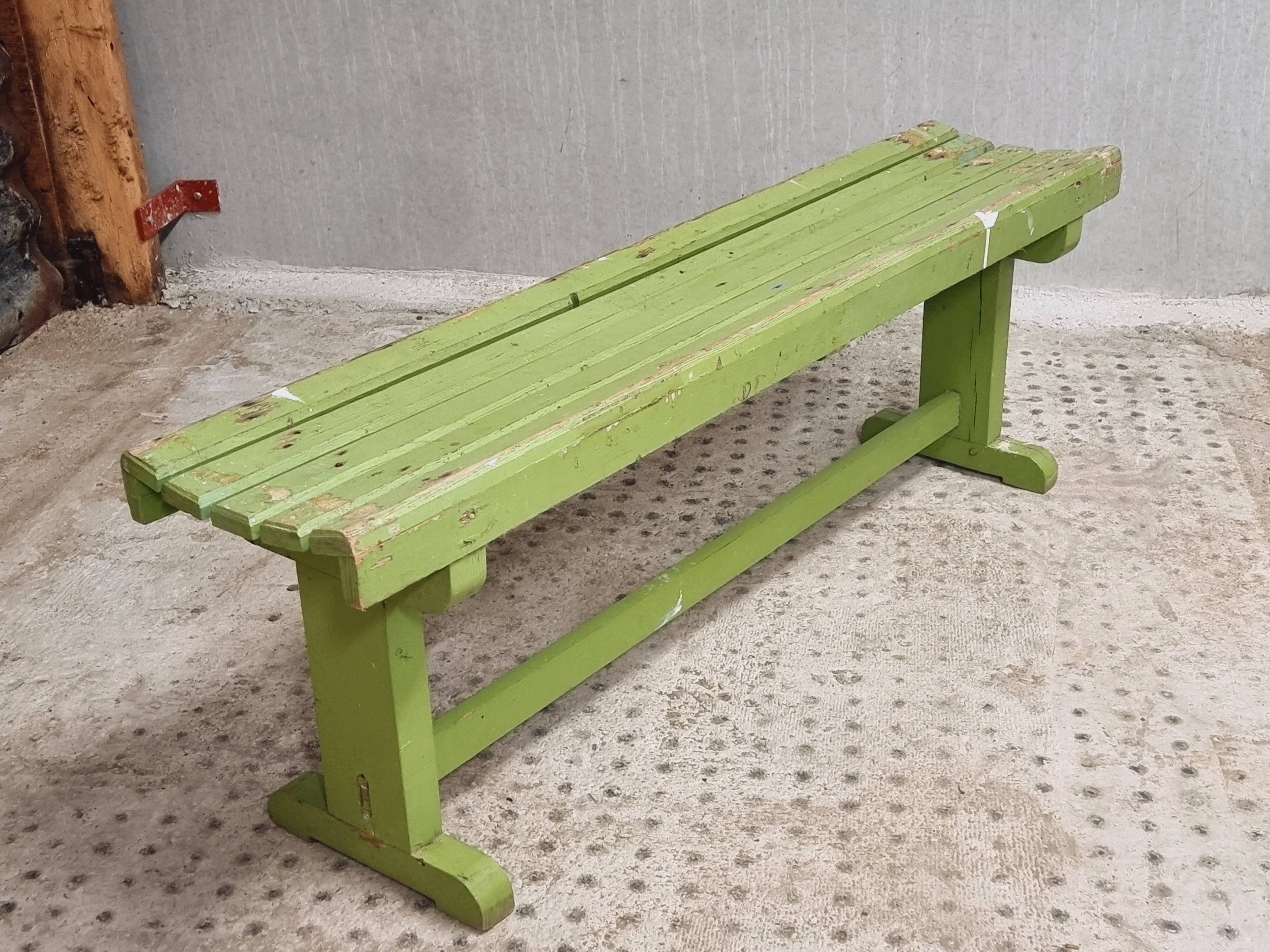 Vintage wooden bench grass green garden bench 140 cm