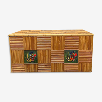 Bamboo and ceramic chest 1960