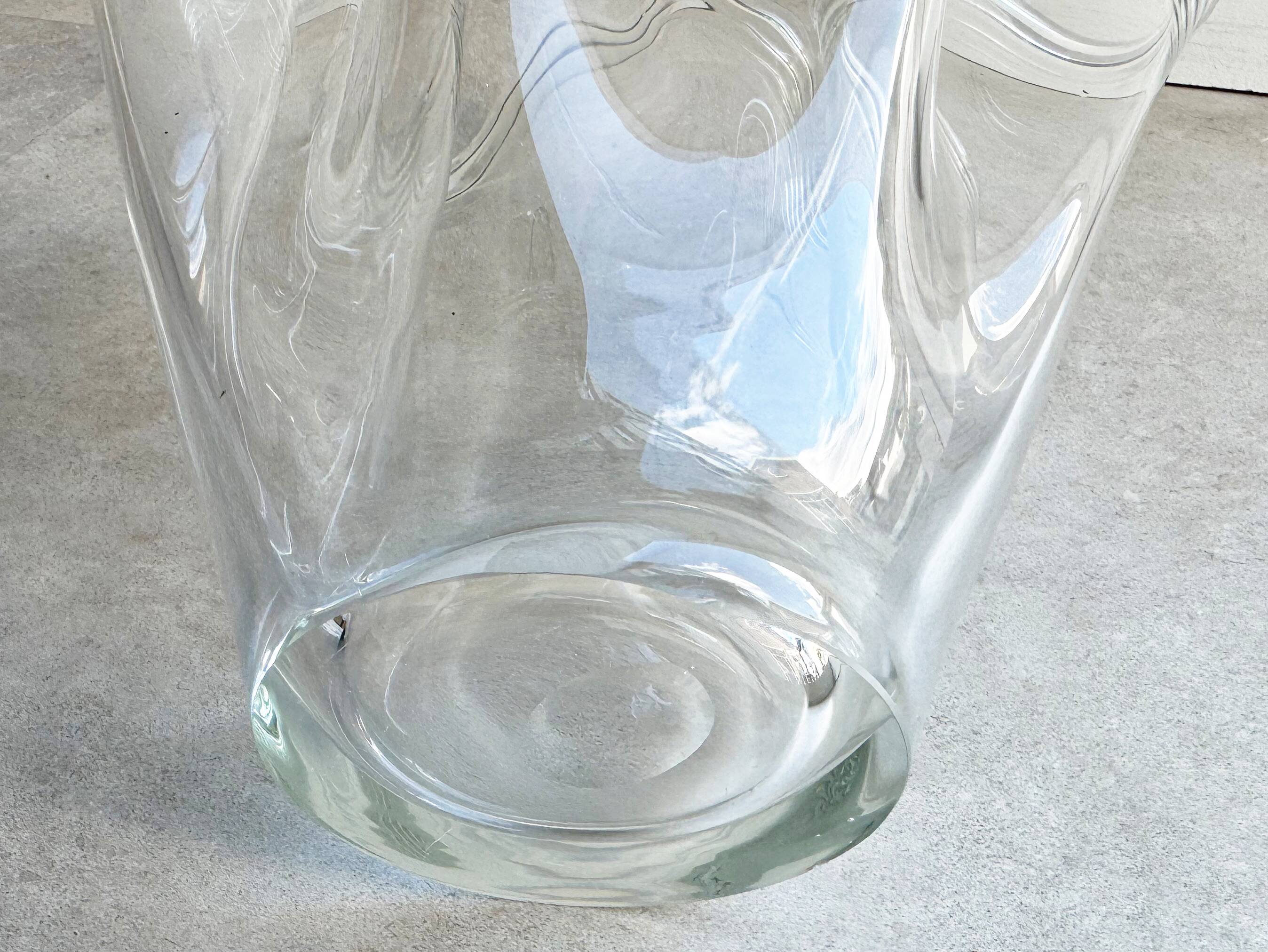 Vintage folded clear glass vase - wave