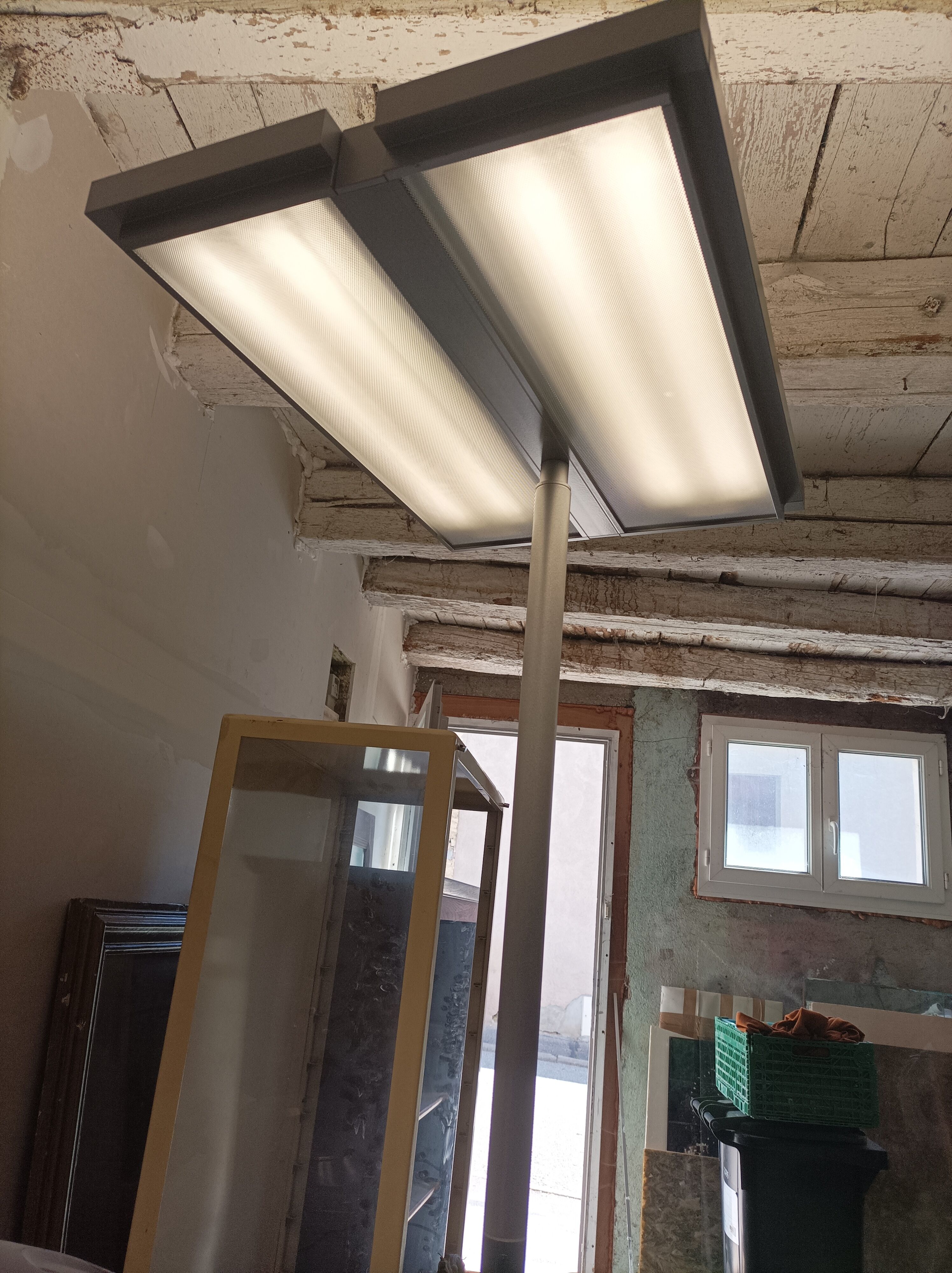 Vintage floor lamp grey metal