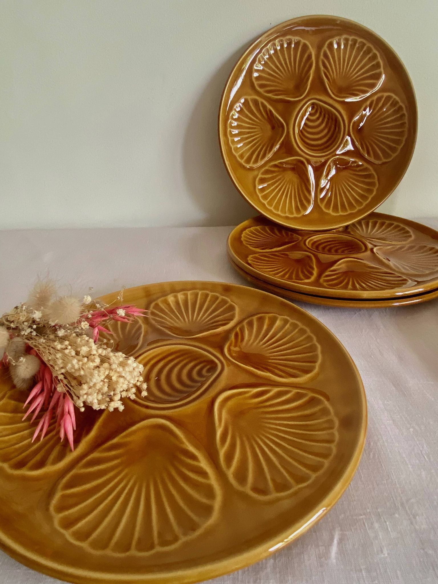 5 assiettes à coquillages vintage