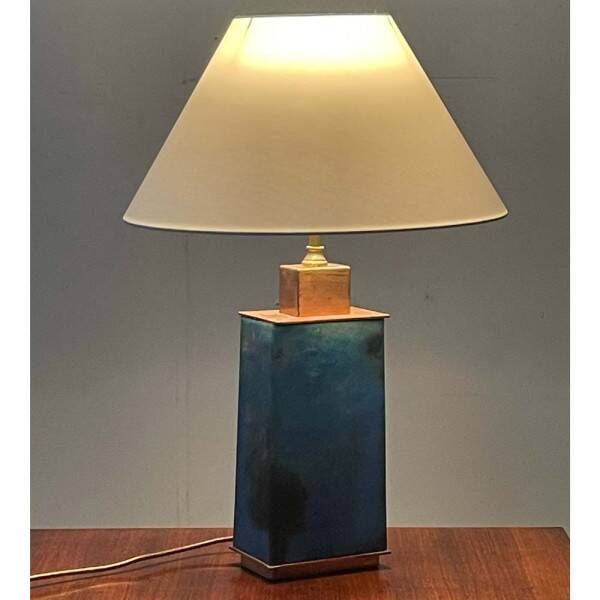 Lampe à poser en métal émaillé des années 1950