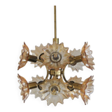 Plafonnier Mid-Century en Laiton et Verre de Sische Leuchten