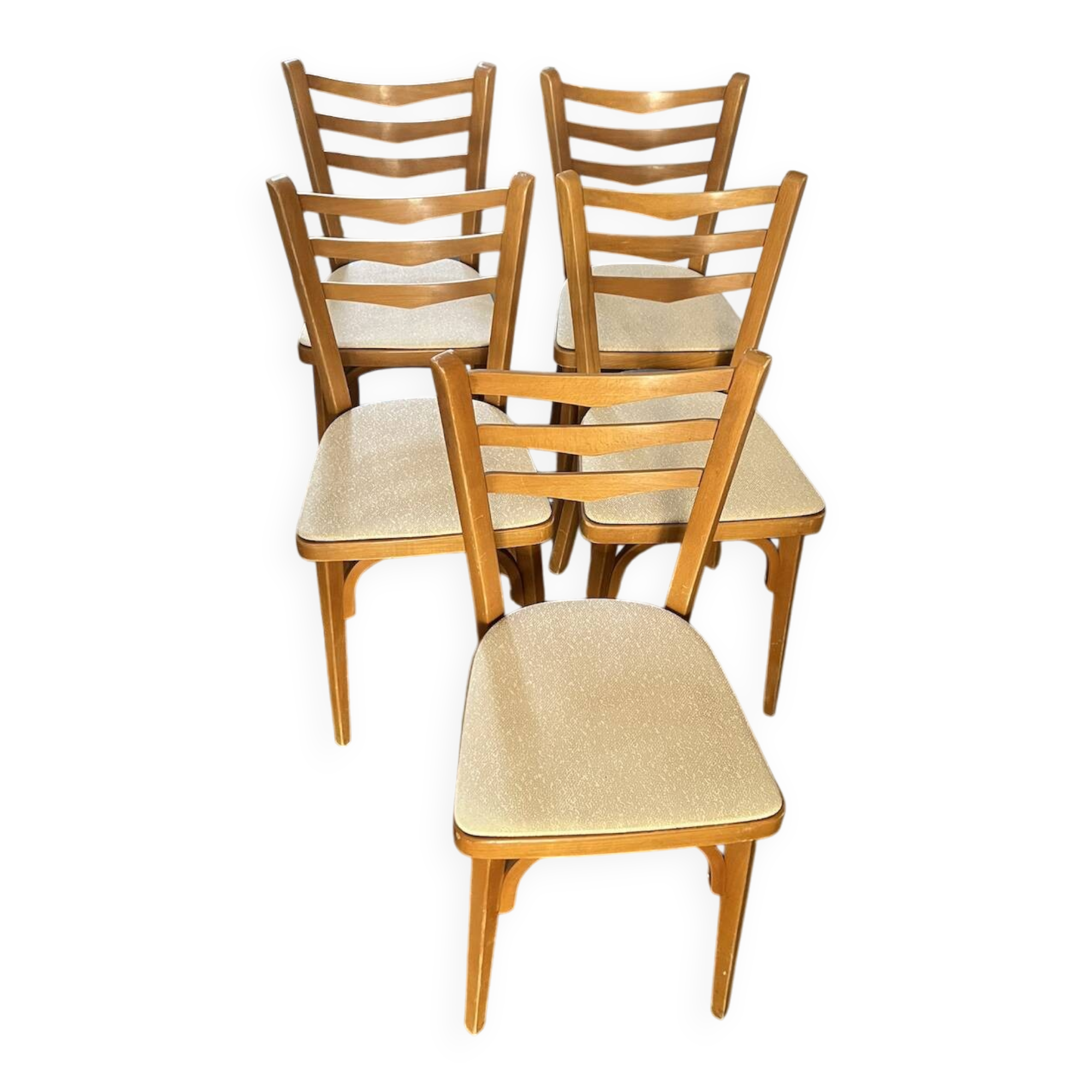 Chaises Baumann Bistrot Vintage Skaï Blanc