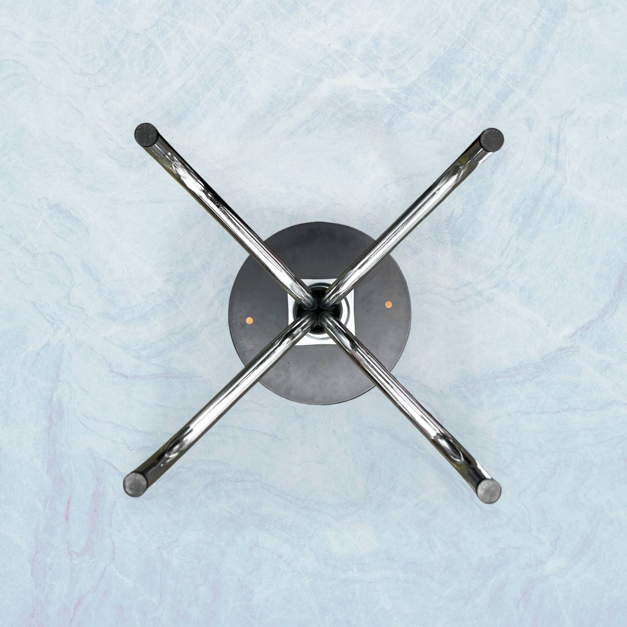 Vintage Brabantia stools in black faux leather and chrome metal – years