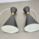 Set of 2 diabolo stilnovo style metal hanging light, bag turgi, switzerland 1950