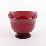 Art red glass bowl by Monica Bratt for Reijmyre Glasbruk, Sweden 1950’s