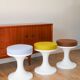 Tulip stool in Plastic and Wool, Baby Blue, Space Age Design, 1970